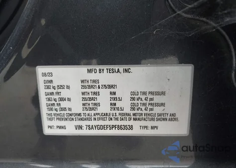 2023 Tesla Model Y Awd/Performance Dual Motor All-Wheel Drive from USA, damaged, VIN 7SAYGDEF5PF863538